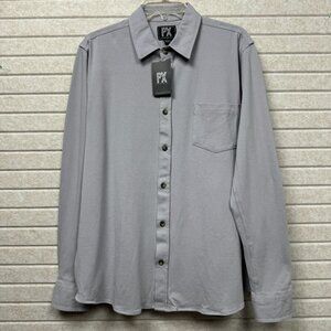 PX Men’s Light Grey Button-Up Long Sleeve Shirt NWT Size L